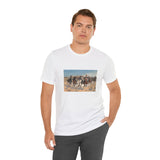 Masters of Art Frederic Remington Dismounted: The Fourth Troopers Moving the Led Horses Unisex Jersey Short Sleeve T-Shirt - POPvault