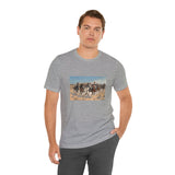 Masters of Art Frederic Remington Dismounted: The Fourth Troopers Moving the Led Horses Unisex Jersey Short Sleeve T-Shirt - POPvault