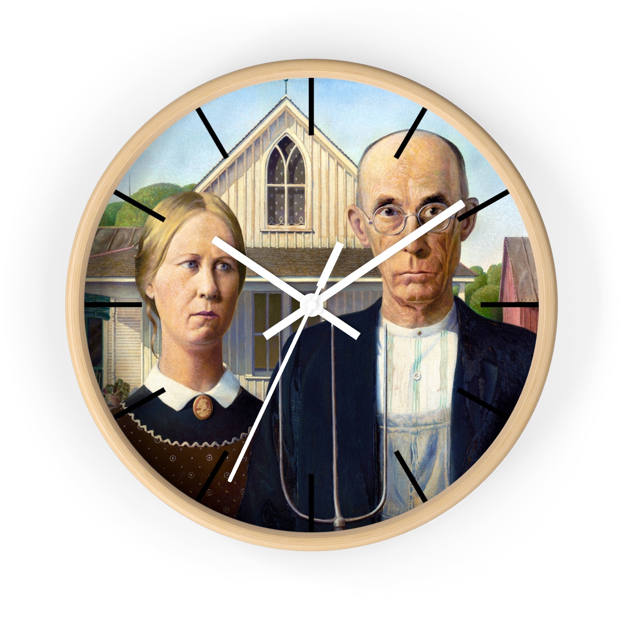 Masters of Art Grant Wood American Gothic Premium Wall Clock - POPvault