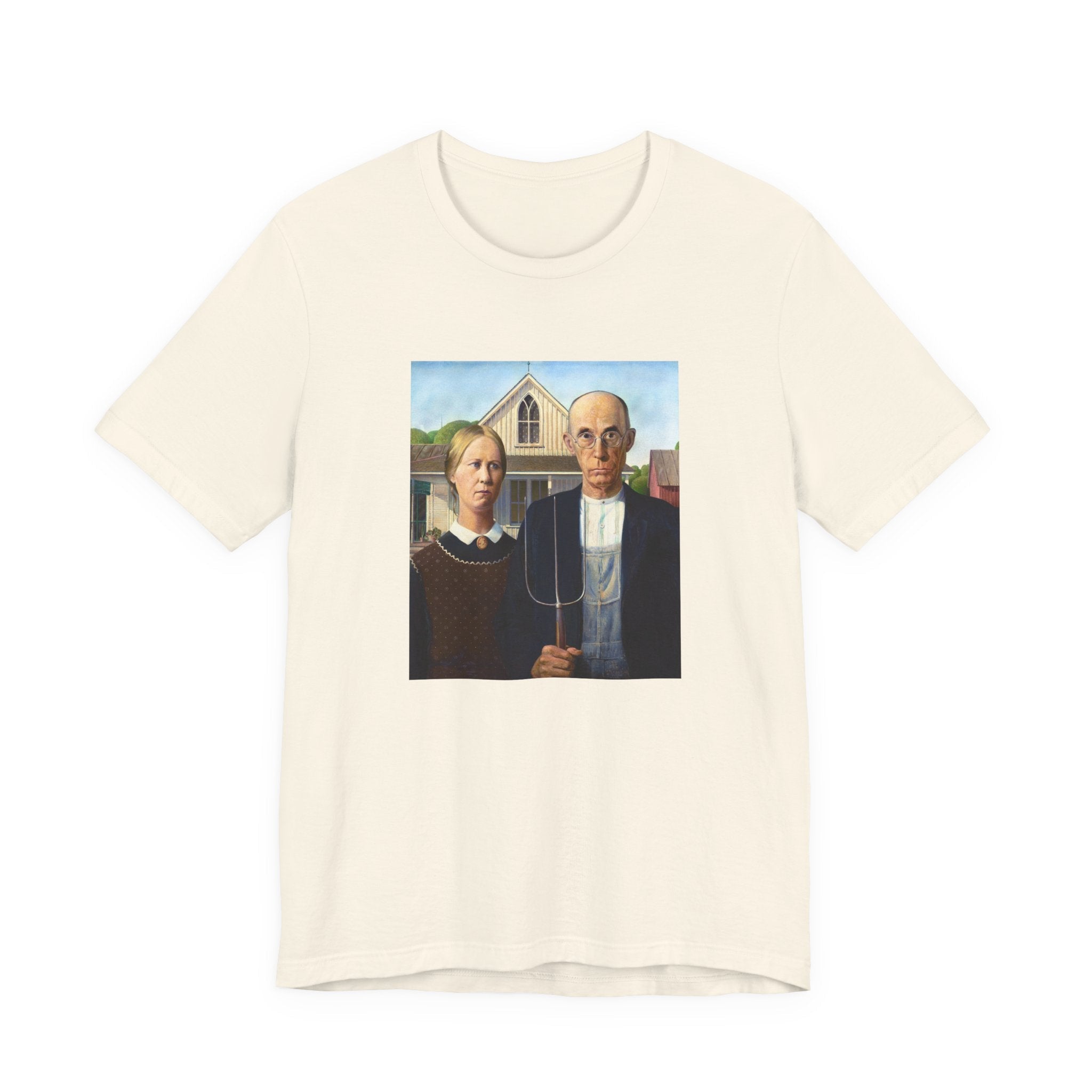 Masters of Art Grant Wood American Gothic Unisex Jersey Short Sleeve T-Shirt - POPvault
