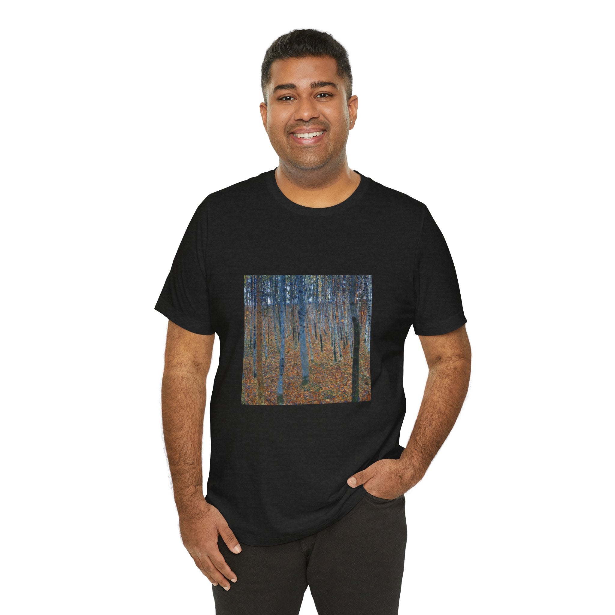 Masters of Art Gustav Klimt Beech Grove Unisex Jersey Short Sleeve T-Shirt - POPvault