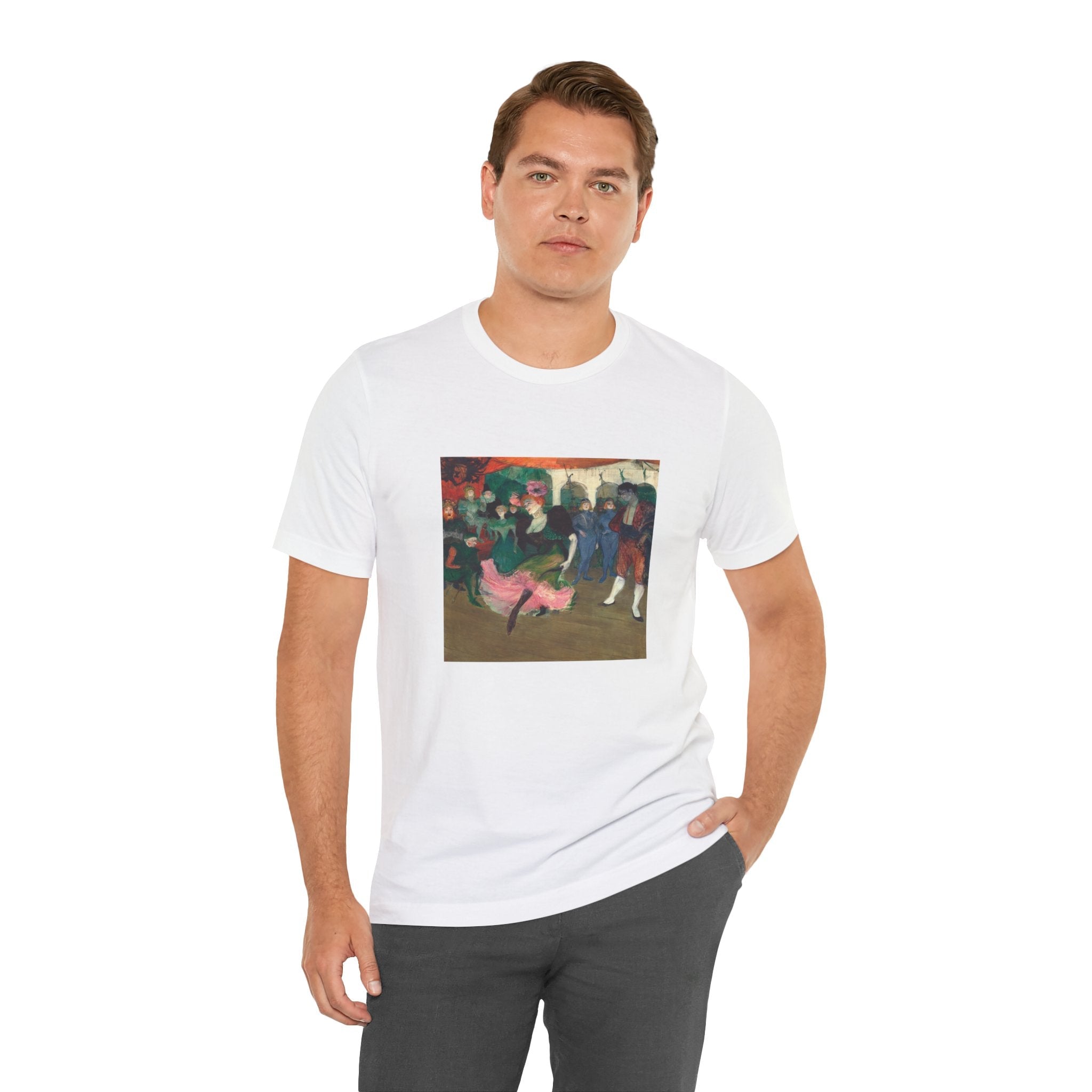 Masters of Art Henri de Toulouse–Lautrec Marcelle Lender Dancing the Bolero in Chilpéric Unisex Jersey Short Sleeve T-Shirt - POPvault
