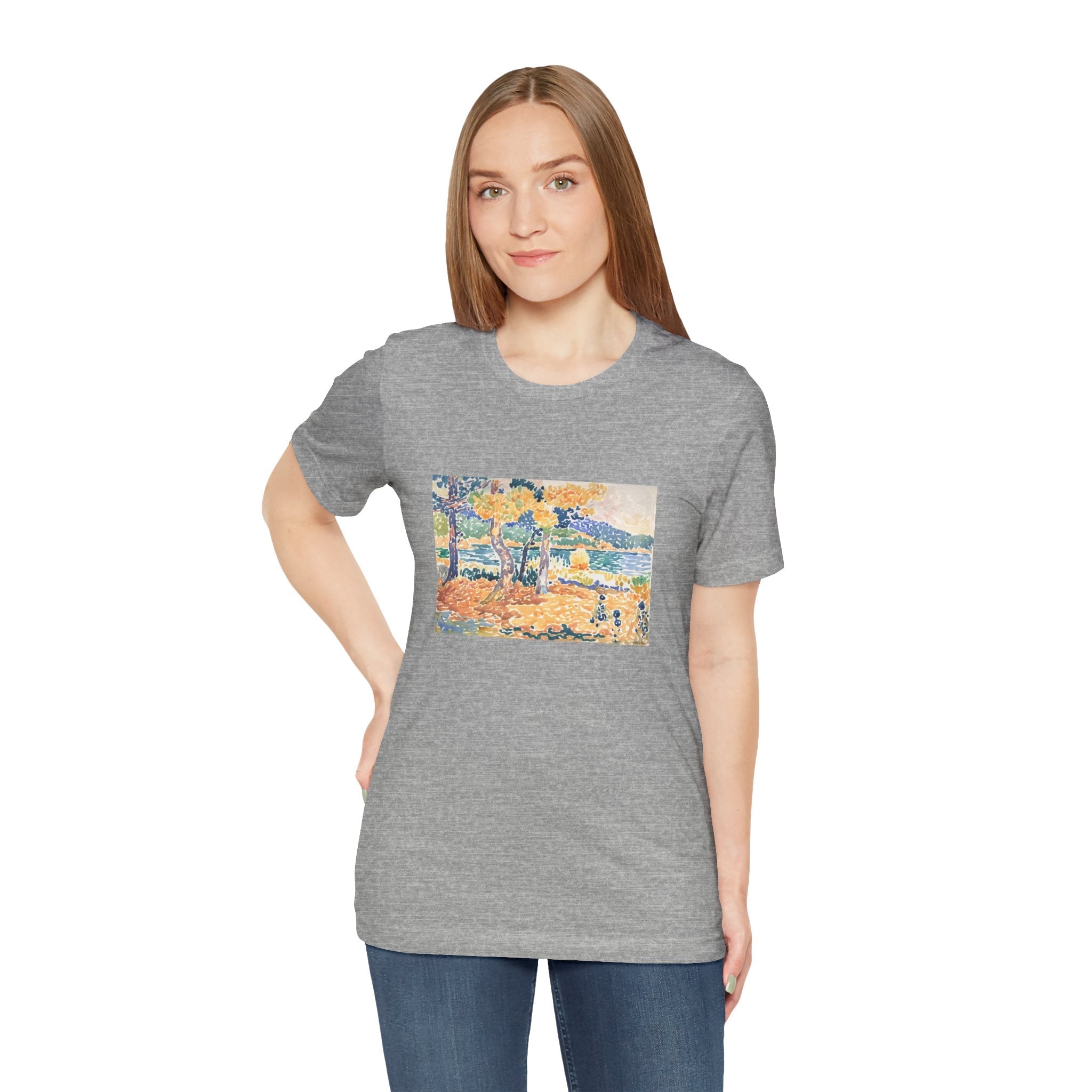 Masters of Art Henri - Edmond Cross Pines on the Coastline Unisex Jersey Short Sleeve T-Shirt - POPvault