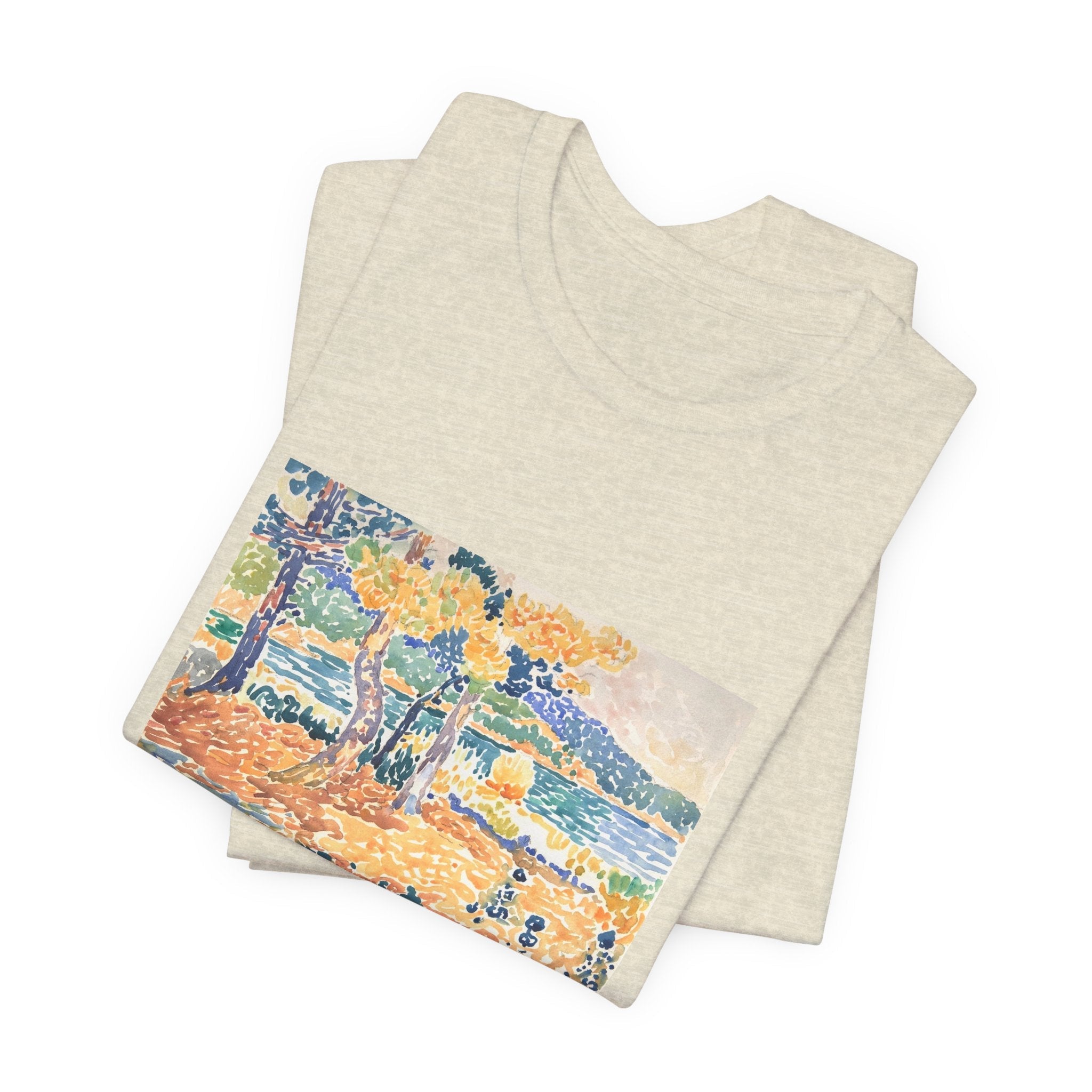 Masters of Art Henri - Edmond Cross Pines on the Coastline Unisex Jersey Short Sleeve T-Shirt - POPvault