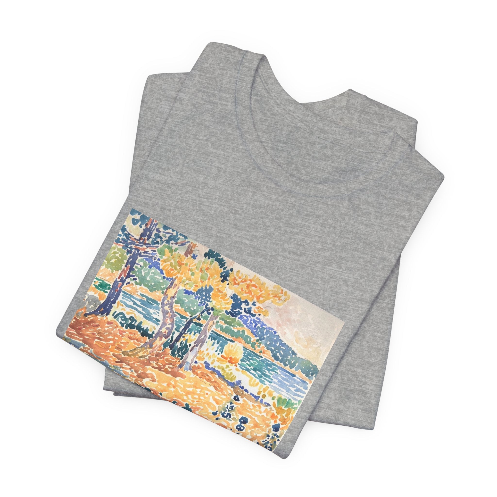 Masters of Art Henri - Edmond Cross Pines on the Coastline Unisex Jersey Short Sleeve T-Shirt - POPvault
