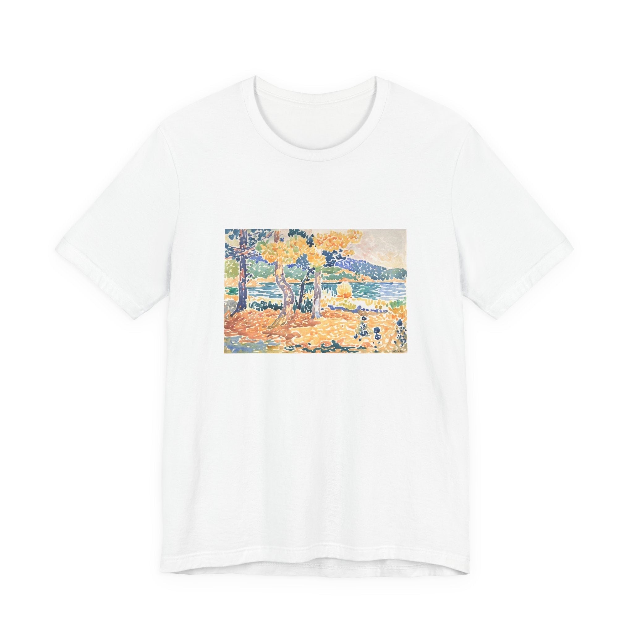 Masters of Art Henri - Edmond Cross Pines on the Coastline Unisex Jersey Short Sleeve T-Shirt - POPvault