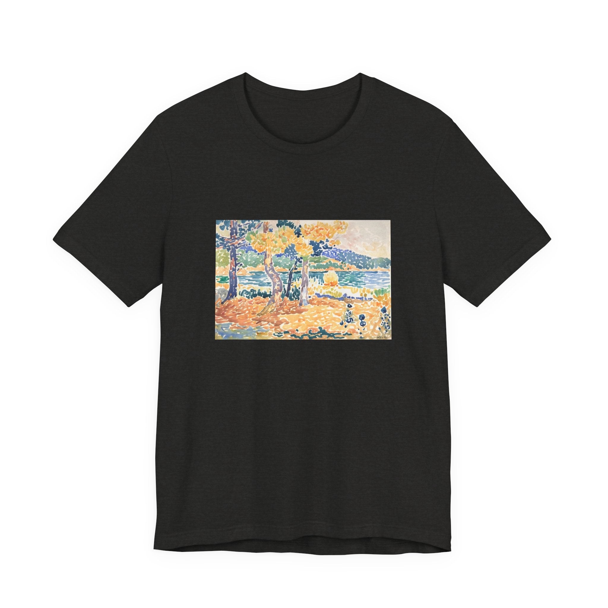 Masters of Art Henri - Edmond Cross Pines on the Coastline Unisex Jersey Short Sleeve T-Shirt - POPvault