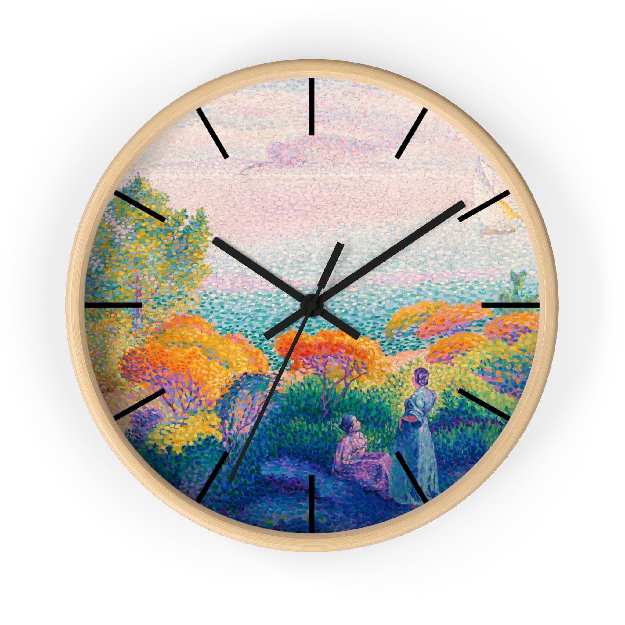 Masters of Art Henri - Edmond Cross Two Women by the Shore, Mediterranean Premium Wall Clock - POPvault