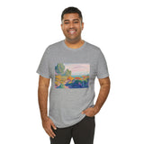 Masters of Art Henri - Edmond Cross Two Women by the Shore, Mediterranean Unisex Jersey Short Sleeve T-Shirt - POPvault