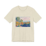 Masters of Art Henri - Edmond Cross Two Women by the Shore, Mediterranean Unisex Jersey Short Sleeve T-Shirt - POPvault