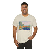 Masters of Art Henri - Edmond Cross Two Women by the Shore, Mediterranean Unisex Jersey Short Sleeve T-Shirt - POPvault