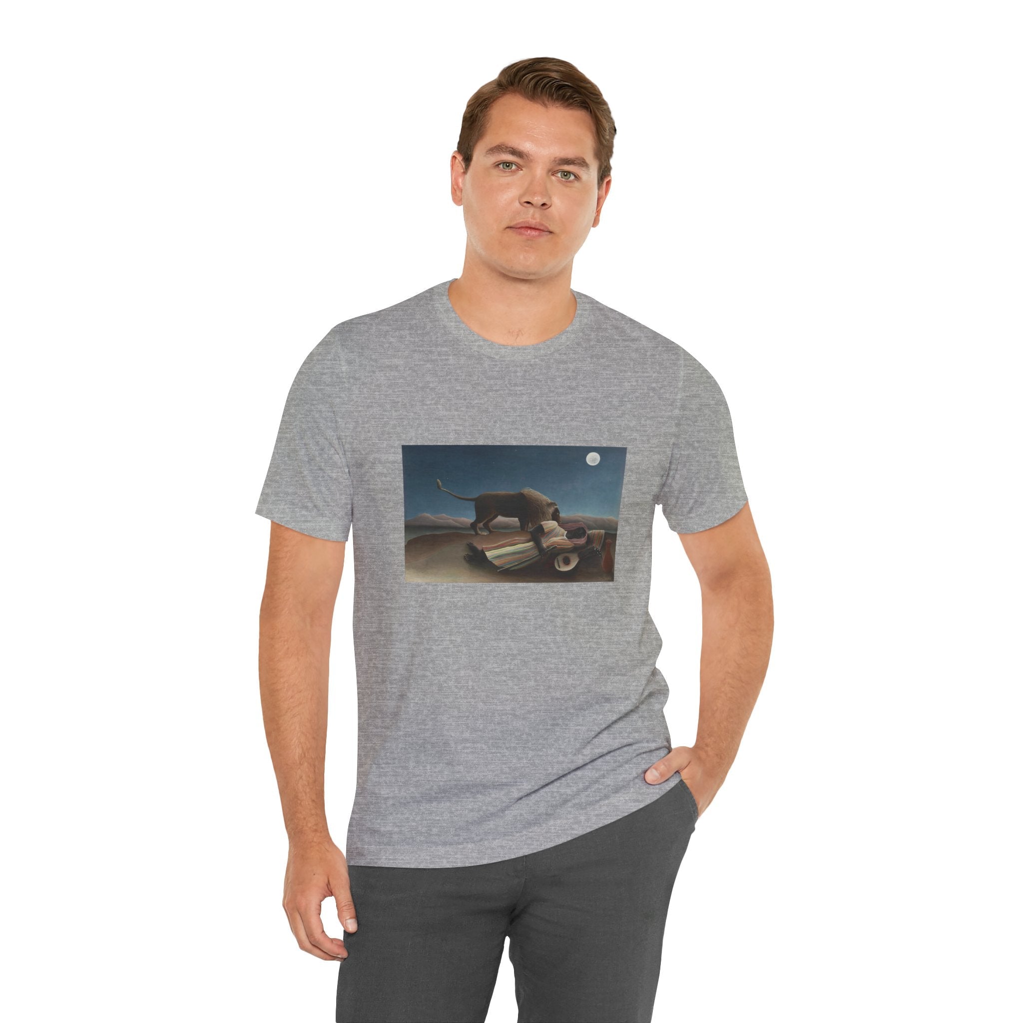 Masters of Art Henri Rousseau's The Sleeping Gypsy Unisex Jersey Short Sleeve T-Shirt - POPvault