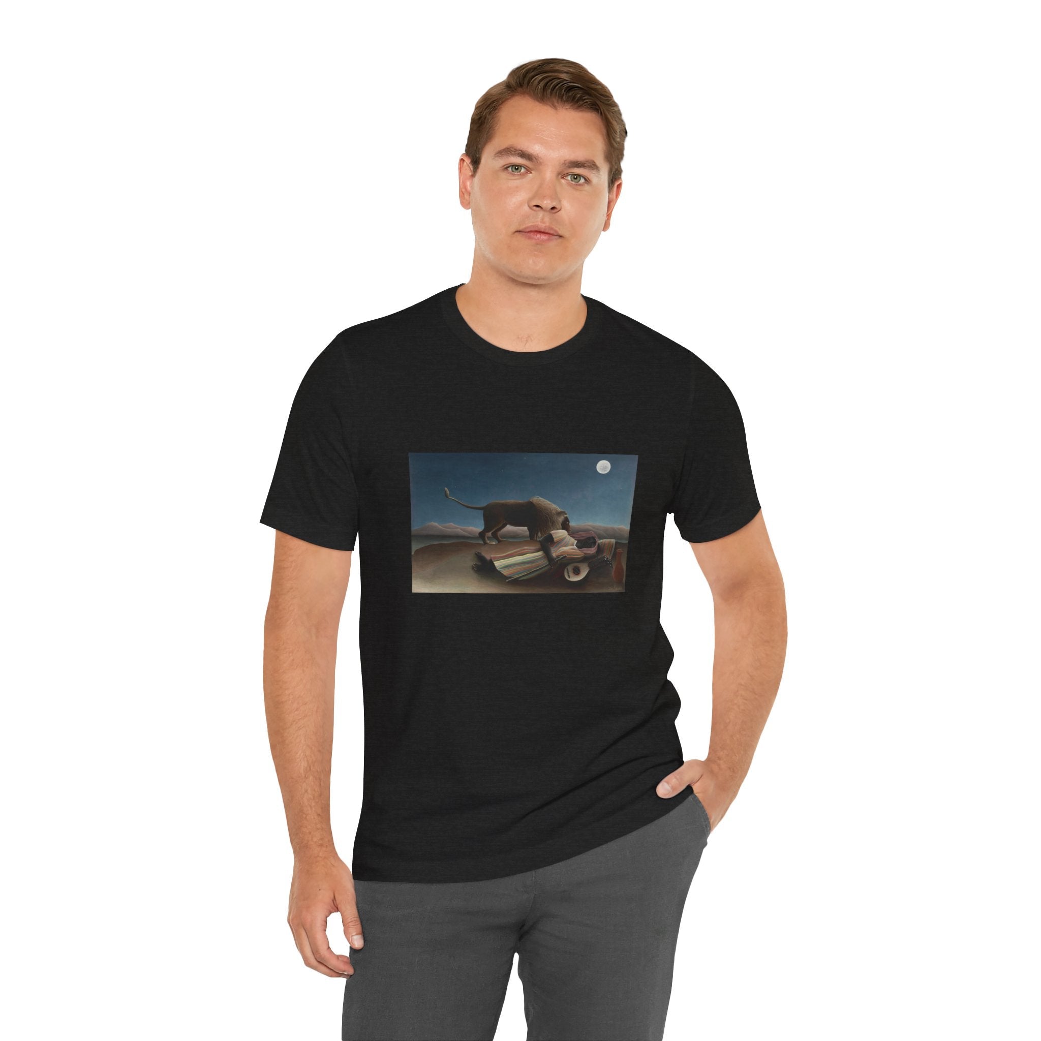 Masters of Art Henri Rousseau's The Sleeping Gypsy Unisex Jersey Short Sleeve T-Shirt - POPvault
