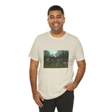 Masters of Art Henri Rousseau's Virgin Forest with Sunset Unisex Jersey Short Sleeve T-Shirt - POPvault