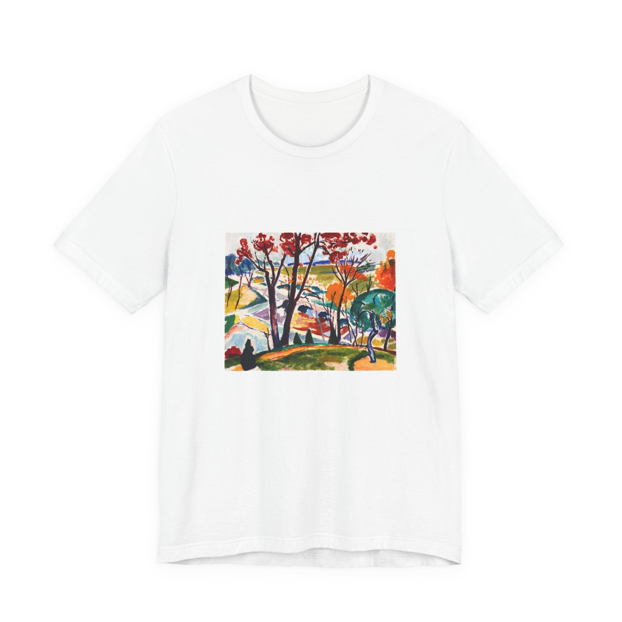 Masters of Art Henry Lyman Sayen Landscape, Bridge, Huntingdon Valley Unisex Jersey Short Sleeve T-Shirt - POPvault