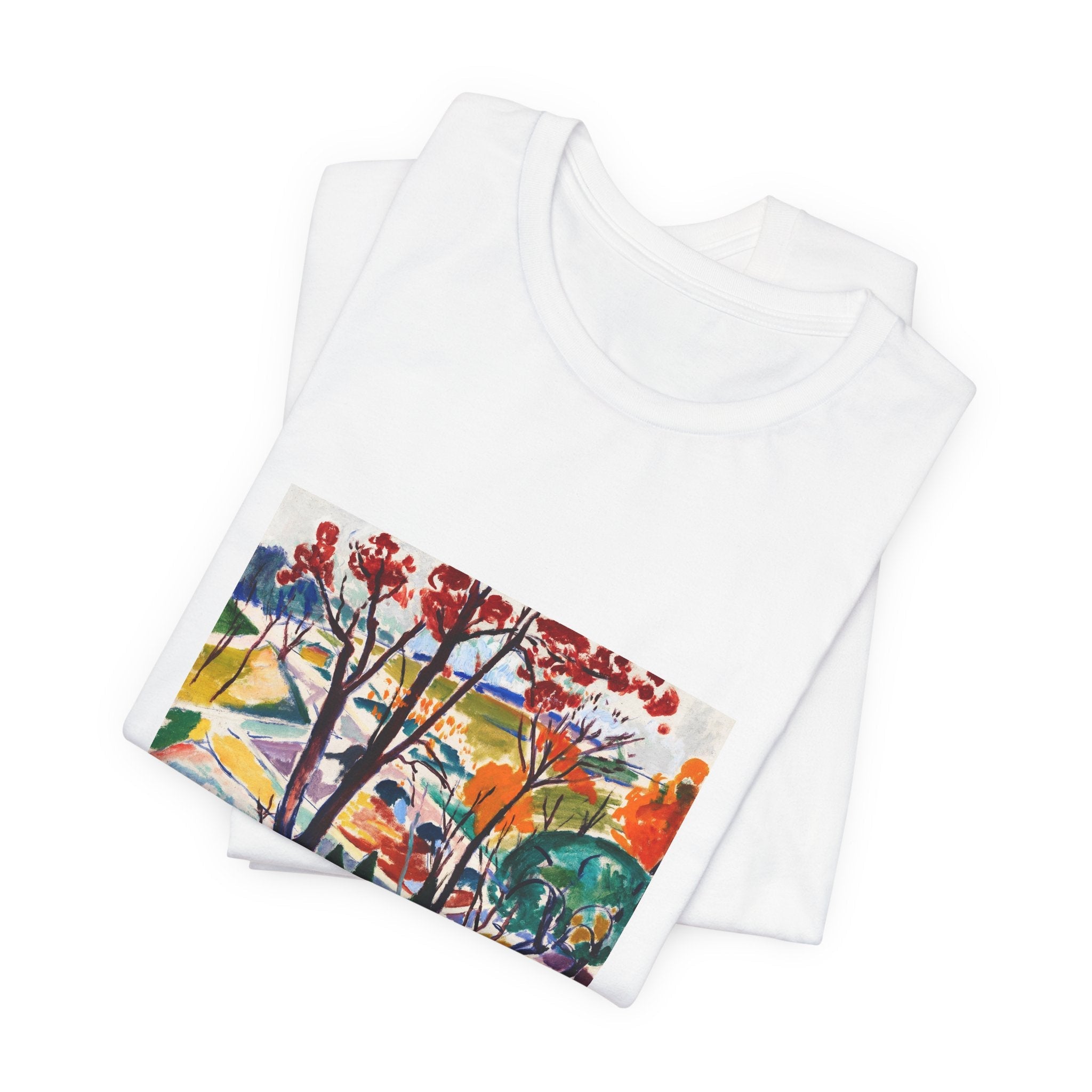 Masters of Art Henry Lyman Sayen Landscape, Bridge, Huntingdon Valley Unisex Jersey Short Sleeve T-Shirt - POPvault