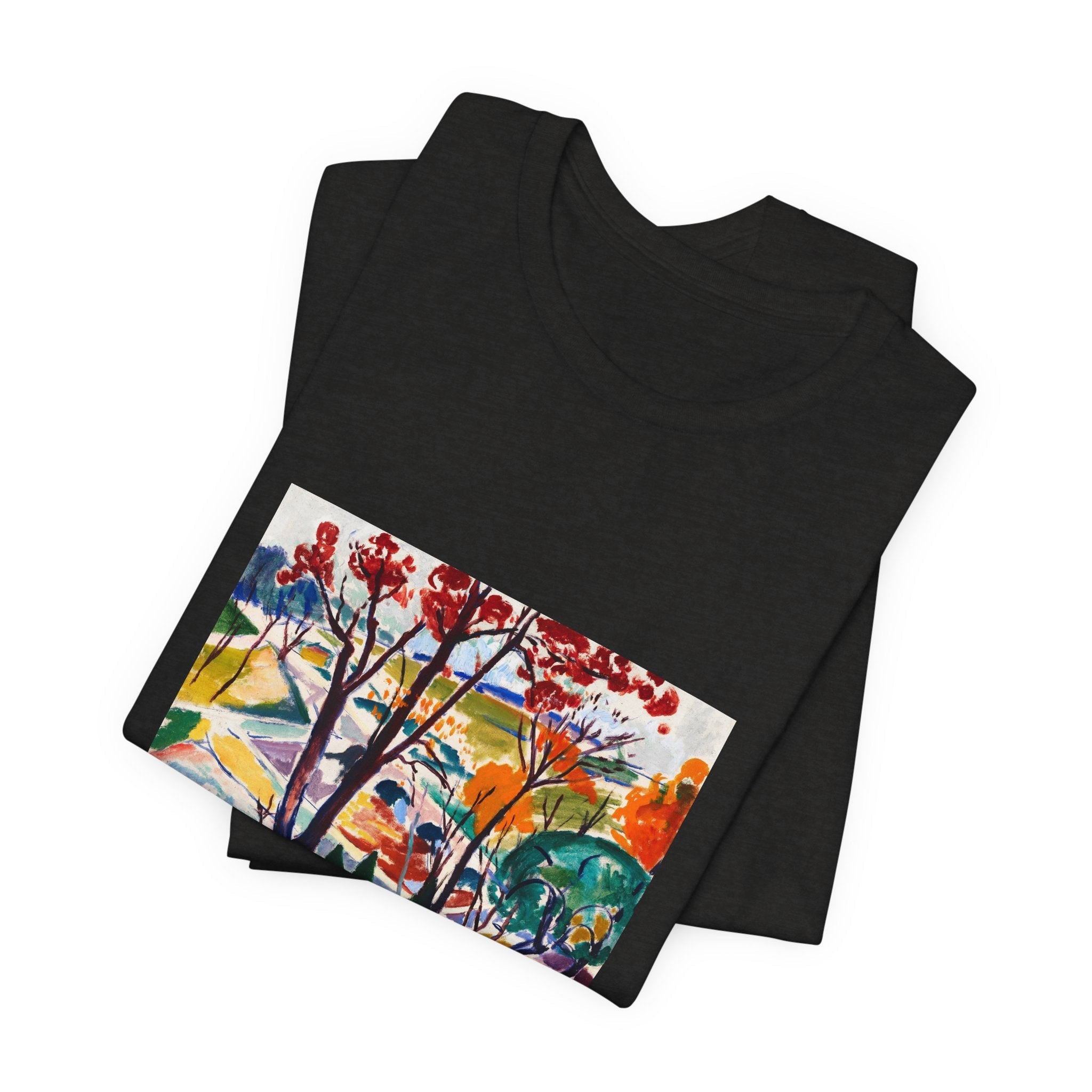 Masters of Art Henry Lyman Sayen Landscape, Bridge, Huntingdon Valley Unisex Jersey Short Sleeve T-Shirt - POPvault