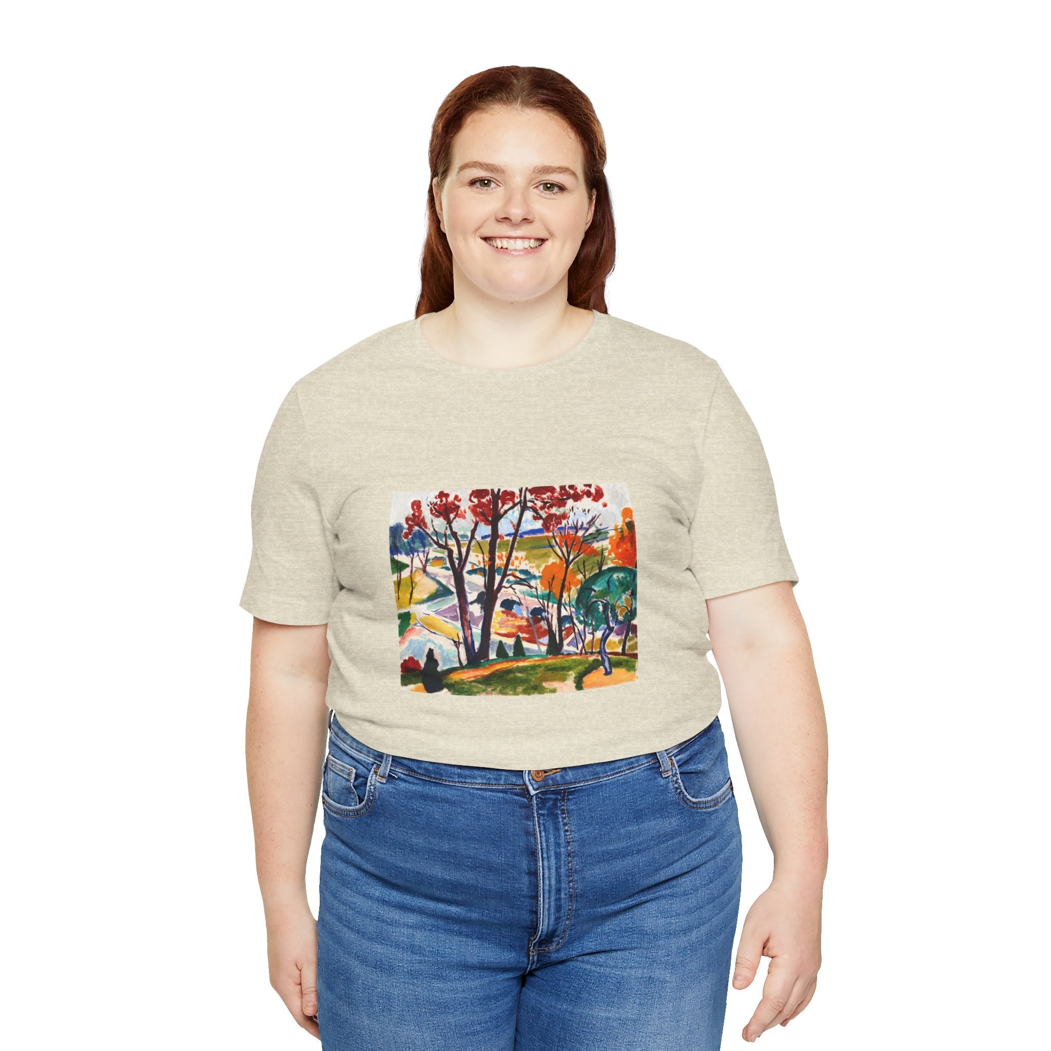Masters of Art Henry Lyman Sayen Landscape, Bridge, Huntingdon Valley Unisex Jersey Short Sleeve T-Shirt - POPvault