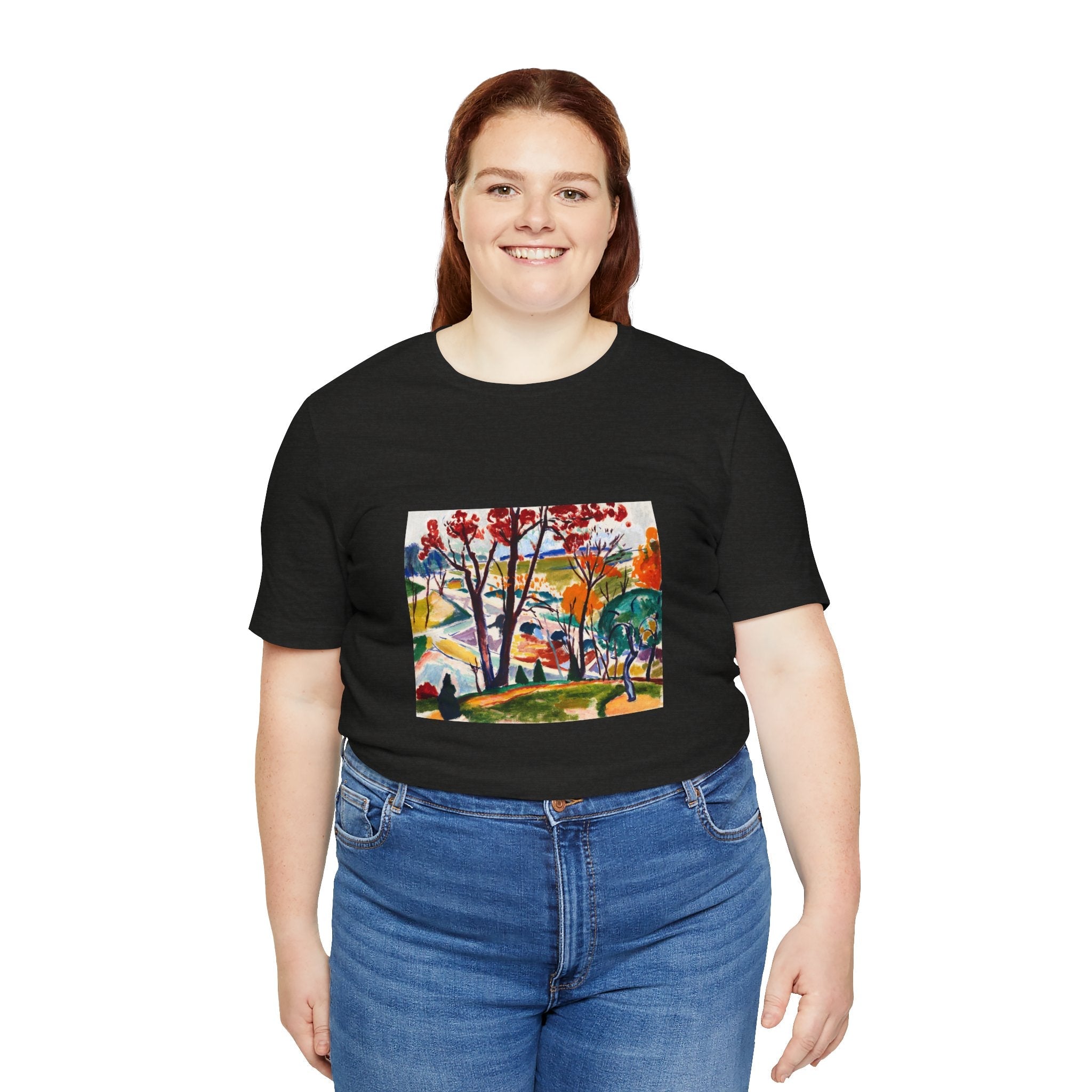 Masters of Art Henry Lyman Sayen Landscape, Bridge, Huntingdon Valley Unisex Jersey Short Sleeve T-Shirt - POPvault