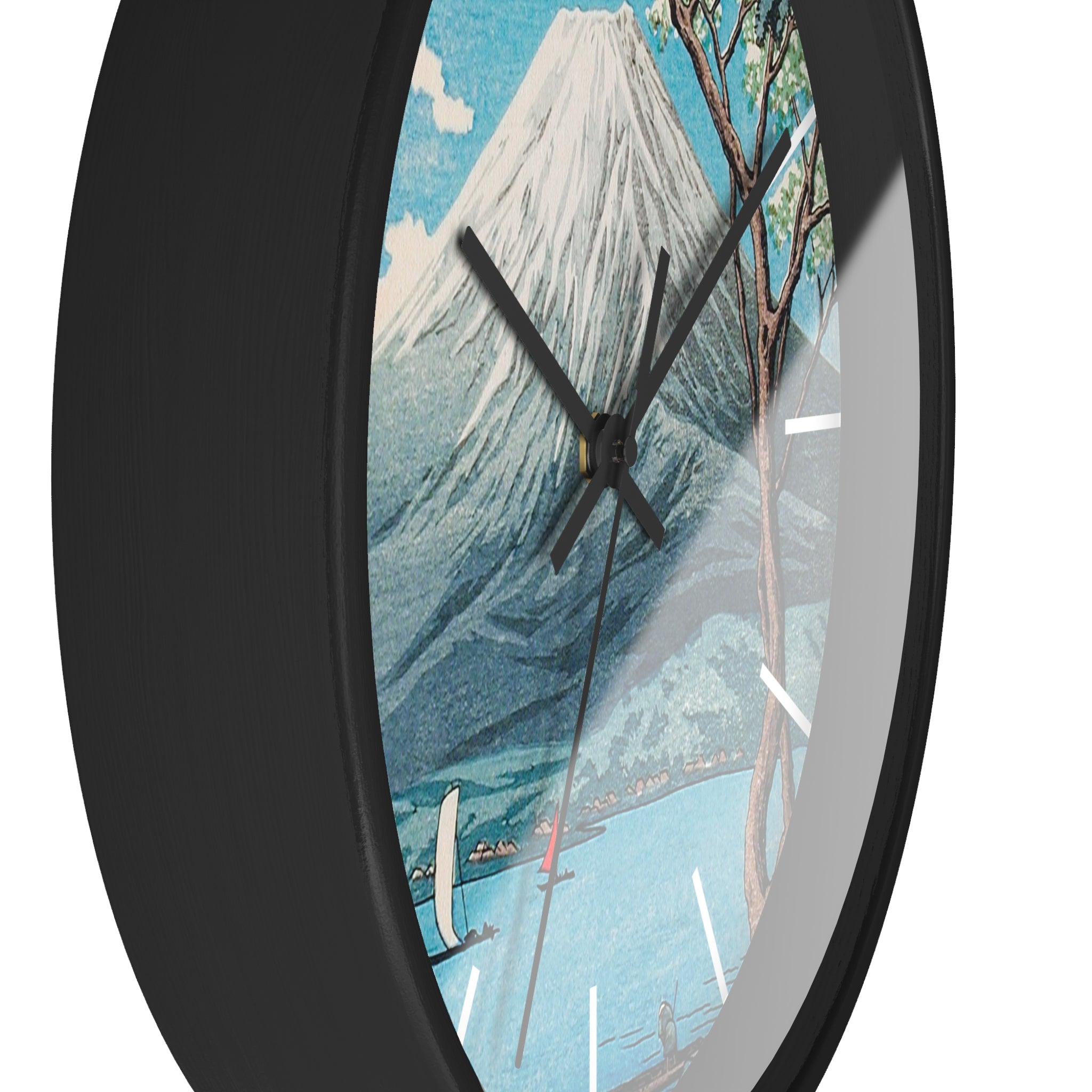 Masters of Art Hiroaki Takahashi Mount Fuji from Lake Yamanaka Premium Wall Clock - POPvault