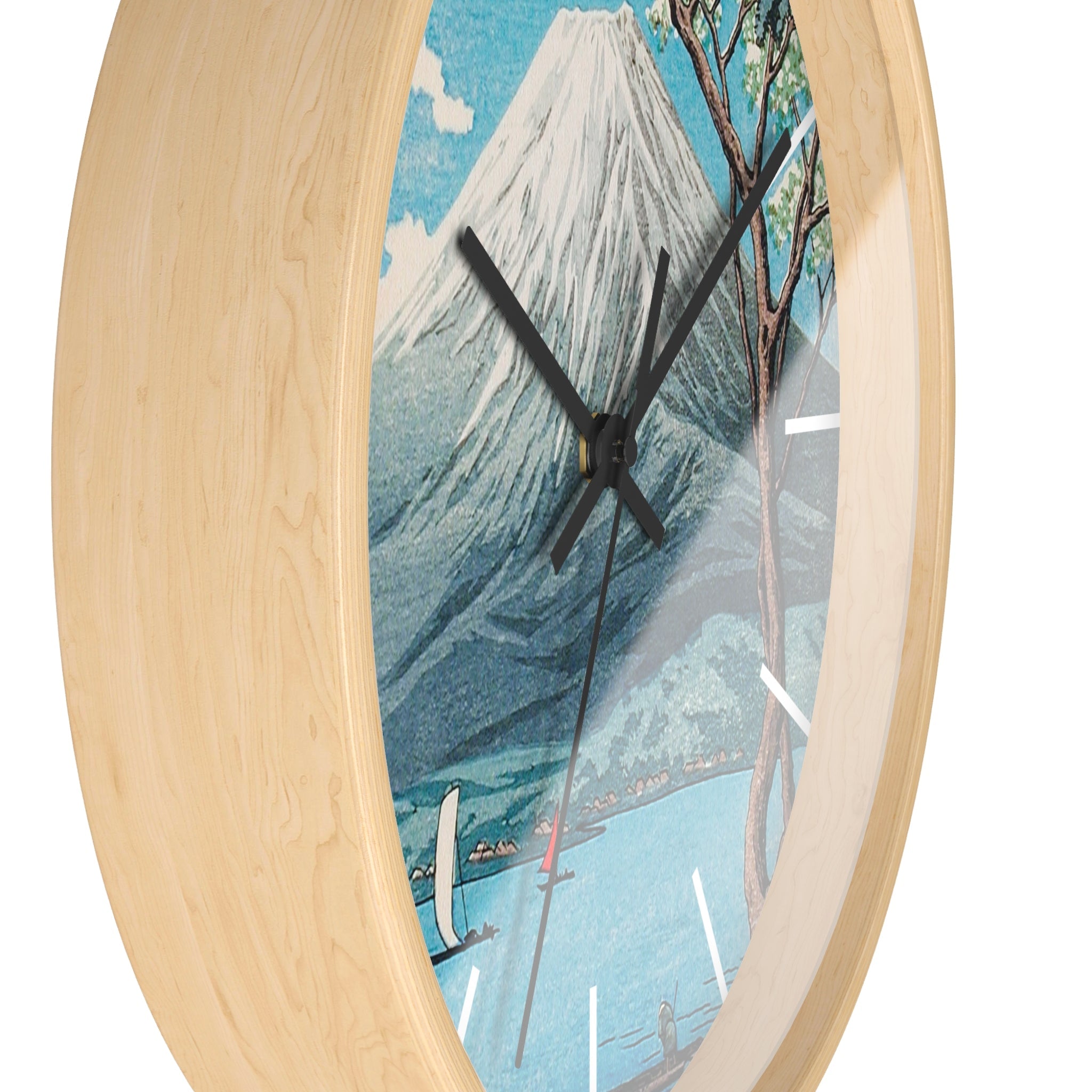 Masters of Art Hiroaki Takahashi Mount Fuji from Lake Yamanaka Premium Wall Clock - POPvault