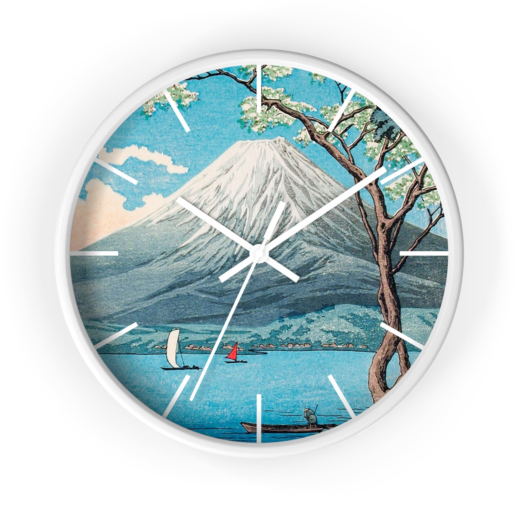 Masters of Art Hiroaki Takahashi Mount Fuji from Lake Yamanaka Premium Wall Clock - POPvault