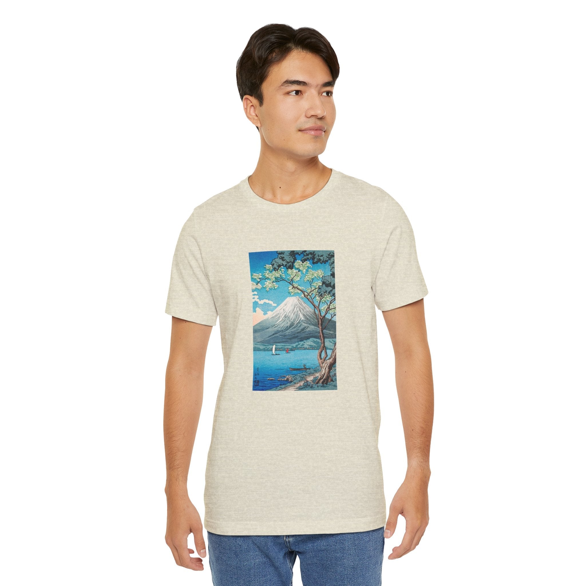 Masters of Art Hiroaki Takahashi Mount Fuji from Lake Yamanaka Unisex Jersey Short Sleeve T-Shirt - POPvault