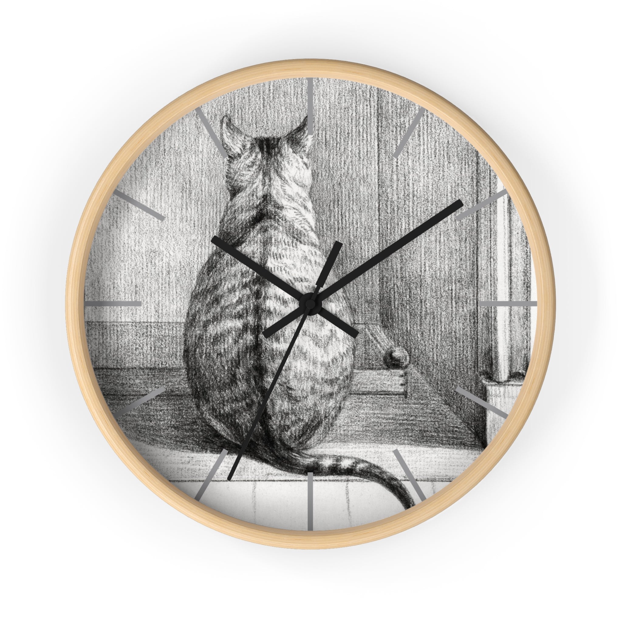 Masters of Art Jean Bernard Sitting Cat, From Behind Premium Wall Clock - POPvault