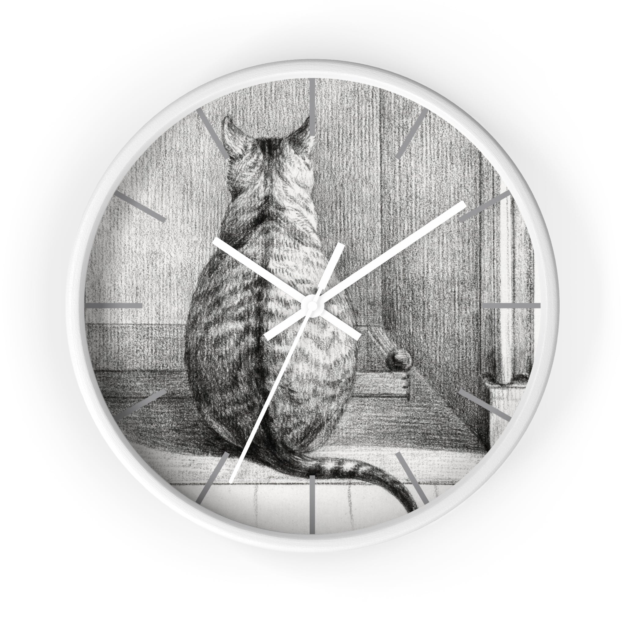Masters of Art Jean Bernard Sitting Cat, From Behind Premium Wall Clock - POPvault