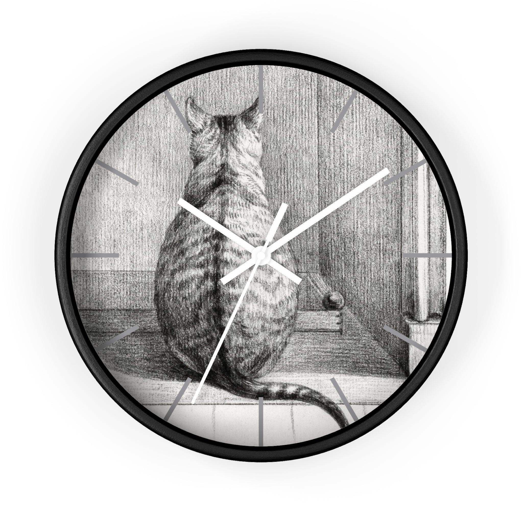 Masters of Art Jean Bernard Sitting Cat, From Behind Premium Wall Clock - POPvault