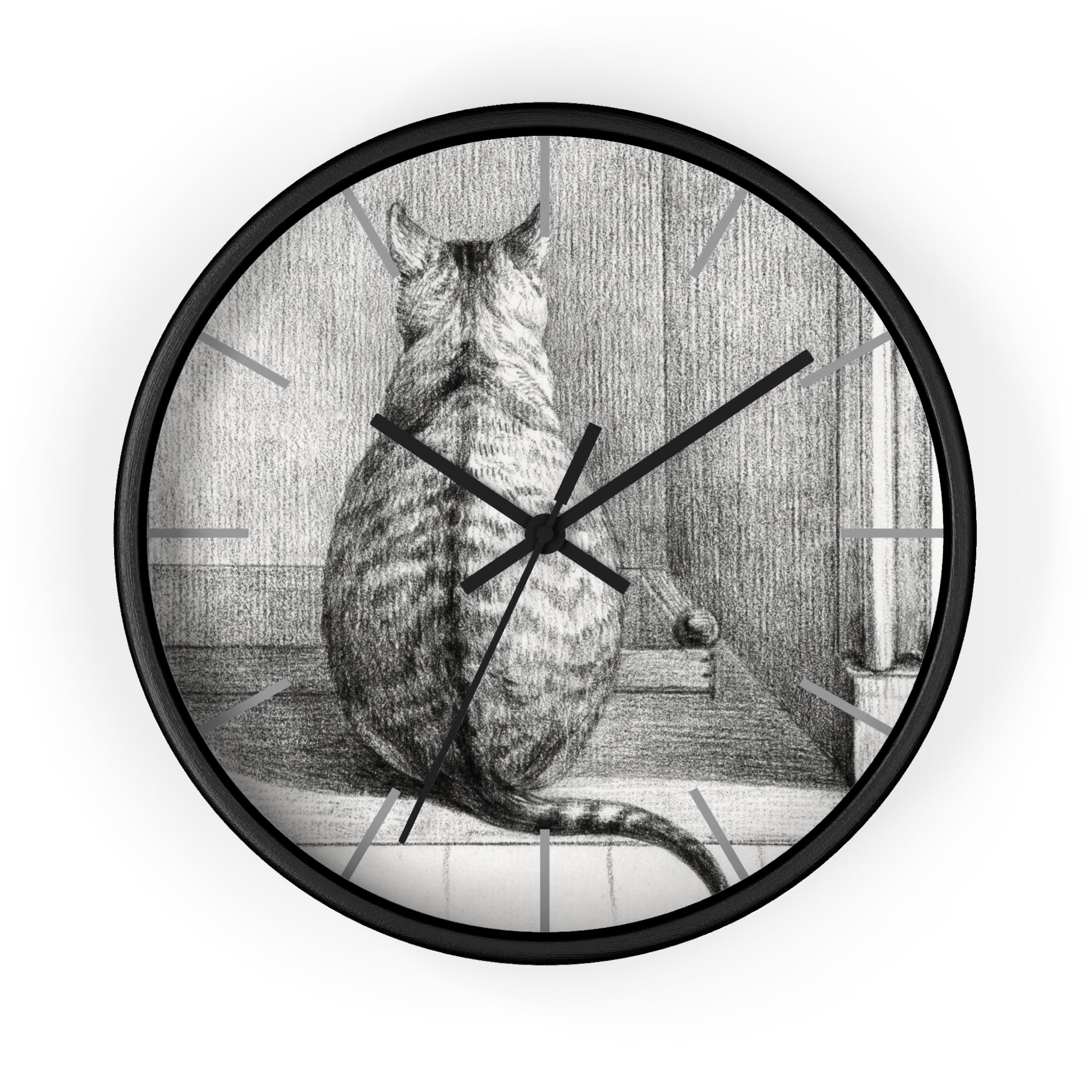 Masters of Art Jean Bernard Sitting Cat, From Behind Premium Wall Clock - POPvault