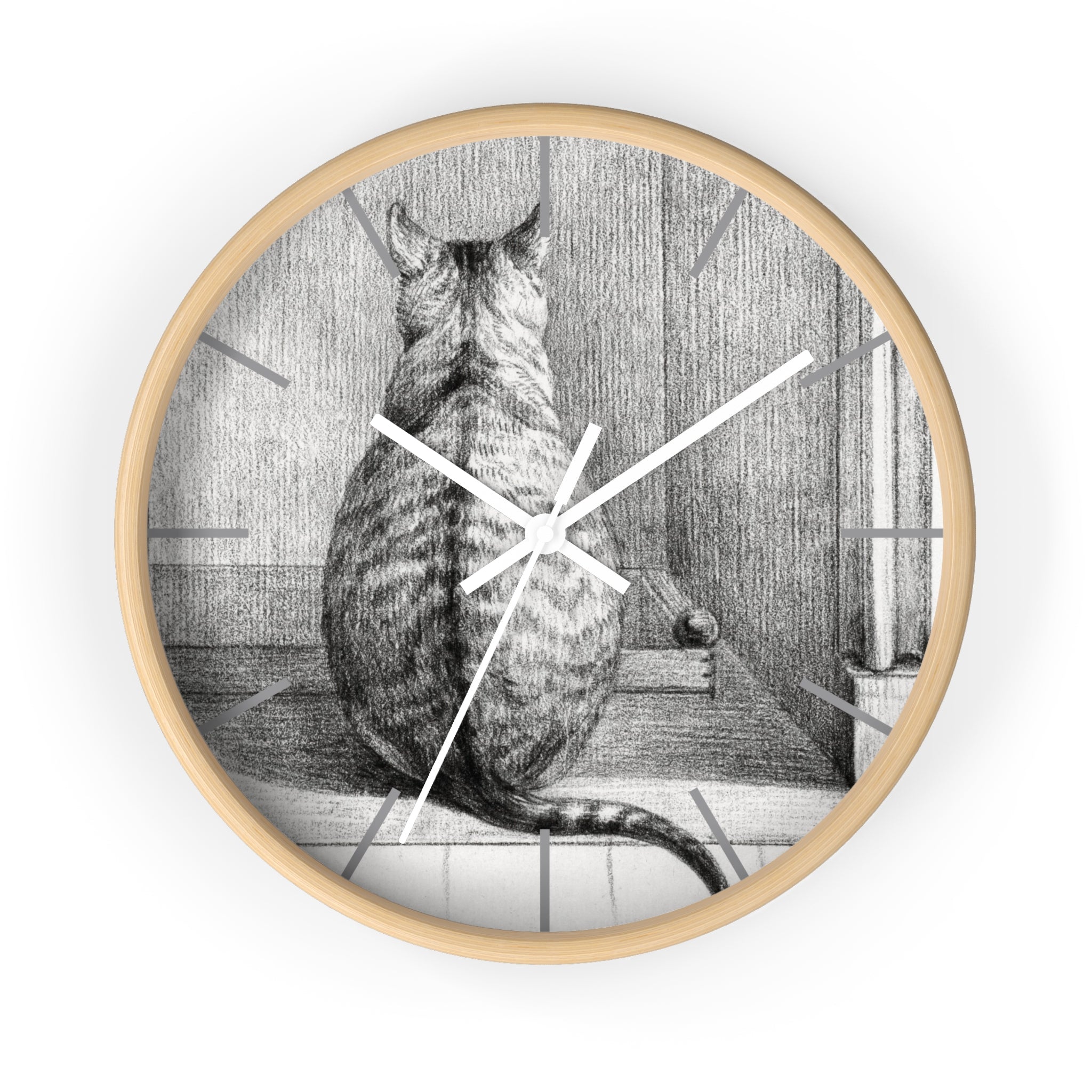 Masters of Art Jean Bernard Sitting Cat, From Behind Premium Wall Clock - POPvault