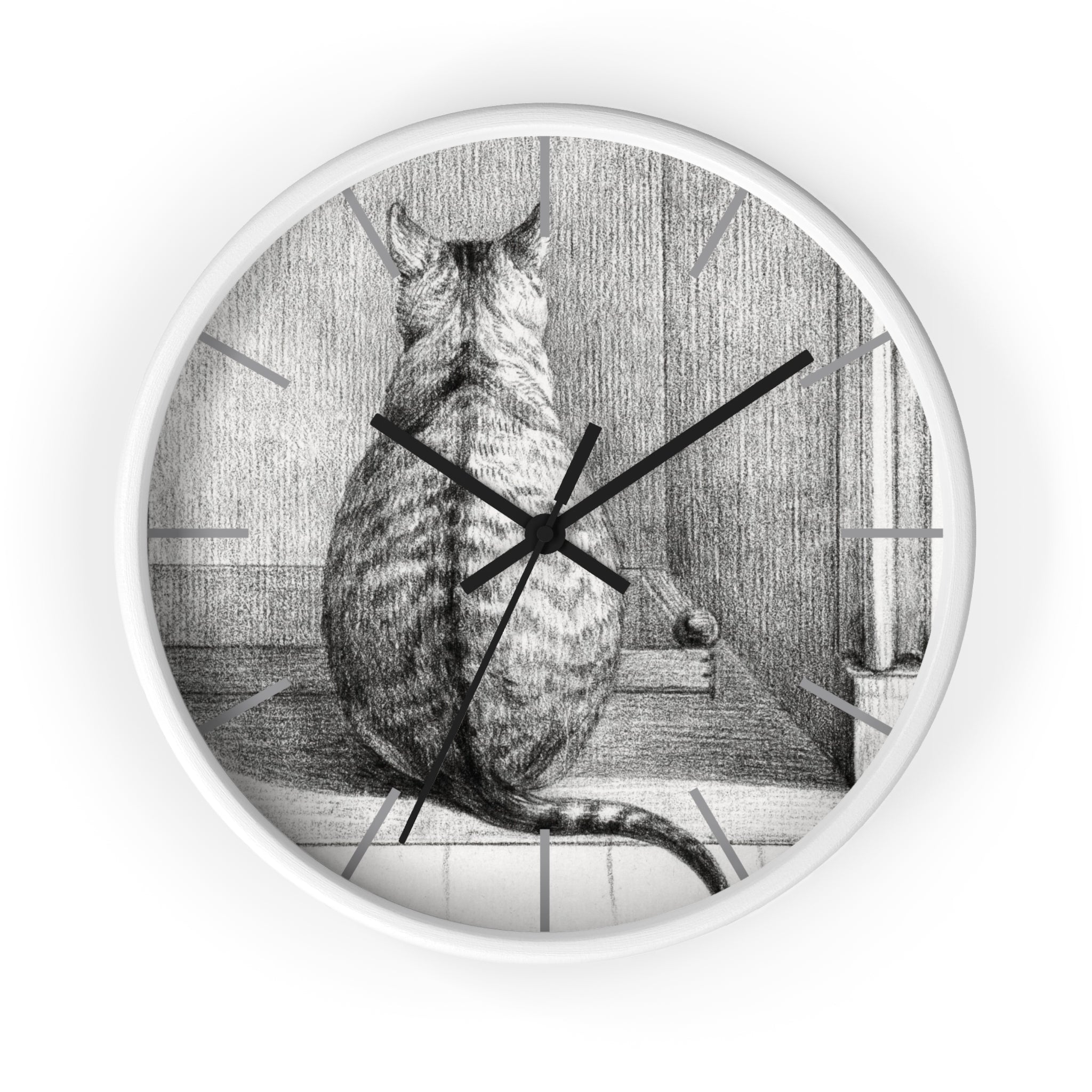 Masters of Art Jean Bernard Sitting Cat, From Behind Premium Wall Clock - POPvault