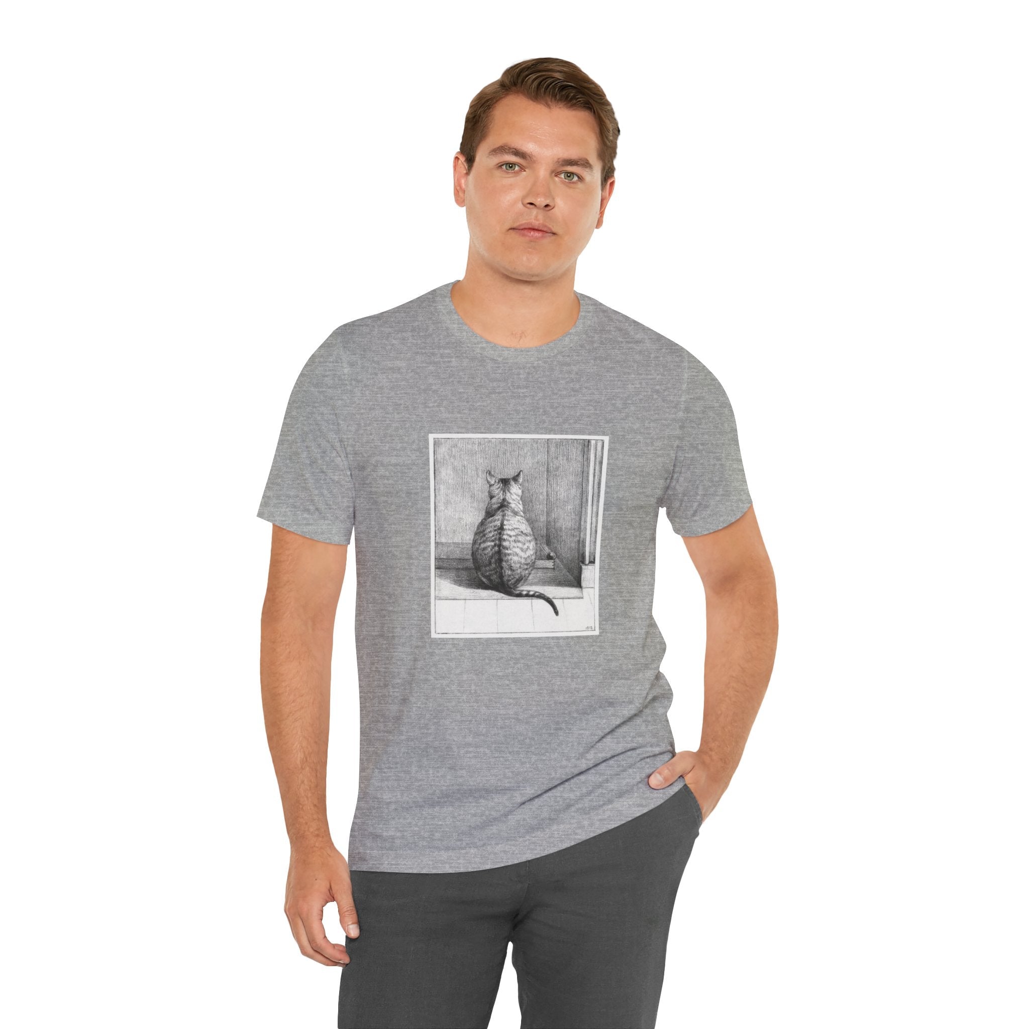 Masters of Art Jean Bernard Sitting Cat, From Behind Unisex Jersey Short Sleeve T-Shirt - POPvault