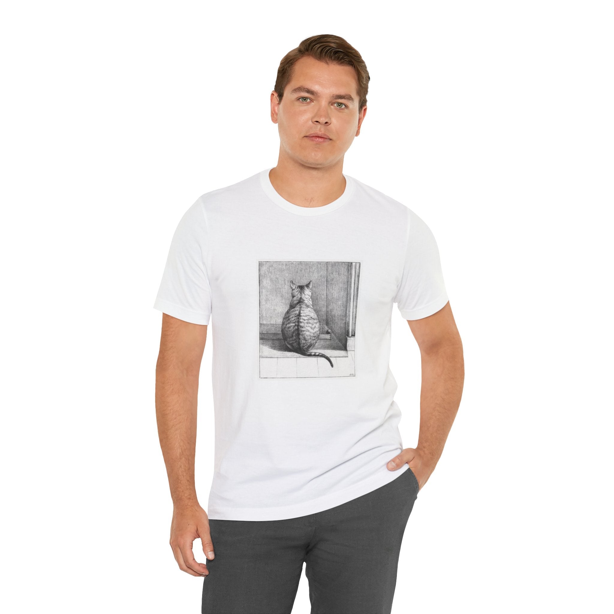 Masters of Art Jean Bernard Sitting Cat, From Behind Unisex Jersey Short Sleeve T-Shirt - POPvault