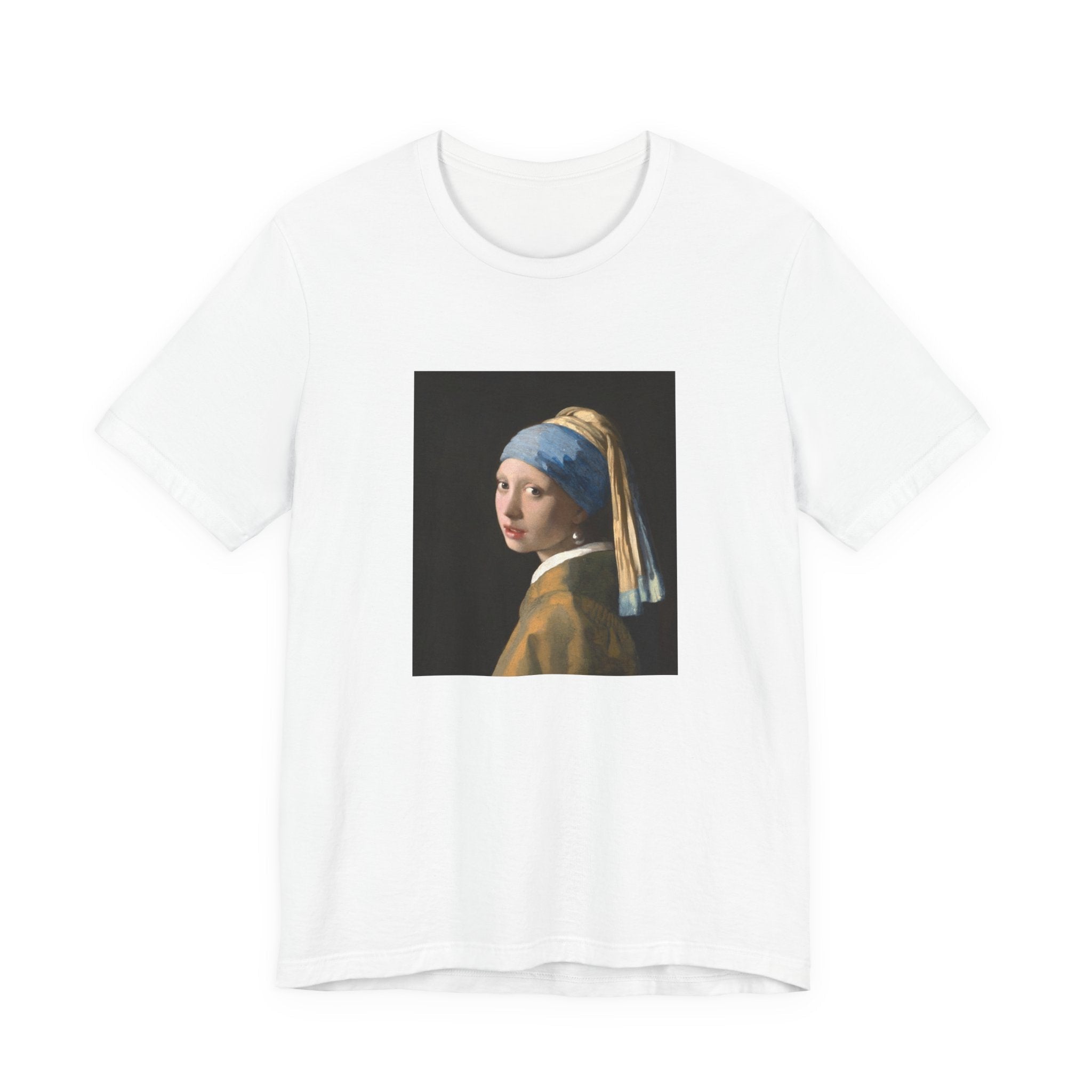 Masters of Art Johannes Vermeer’s Girl with a Pearl Earring Unisex Jersey Short Sleeve T-Shirt - POPvault