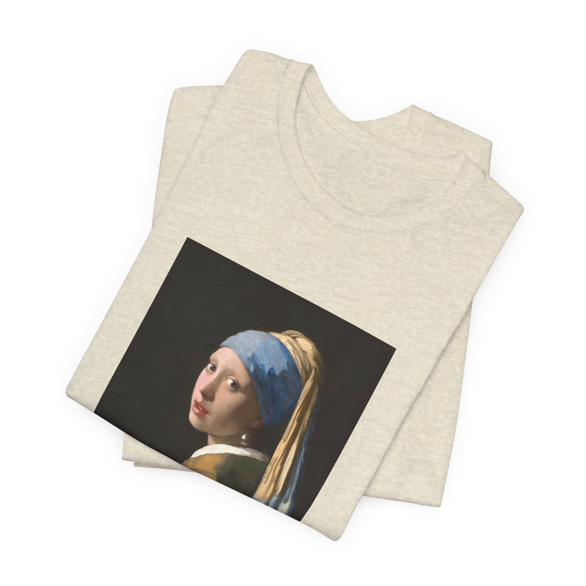 Masters of Art Johannes Vermeer’s Girl with a Pearl Earring Unisex Jersey Short Sleeve T-Shirt - POPvault