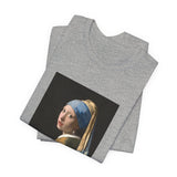Masters of Art Johannes Vermeer’s Girl with a Pearl Earring Unisex Jersey Short Sleeve T-Shirt - POPvault