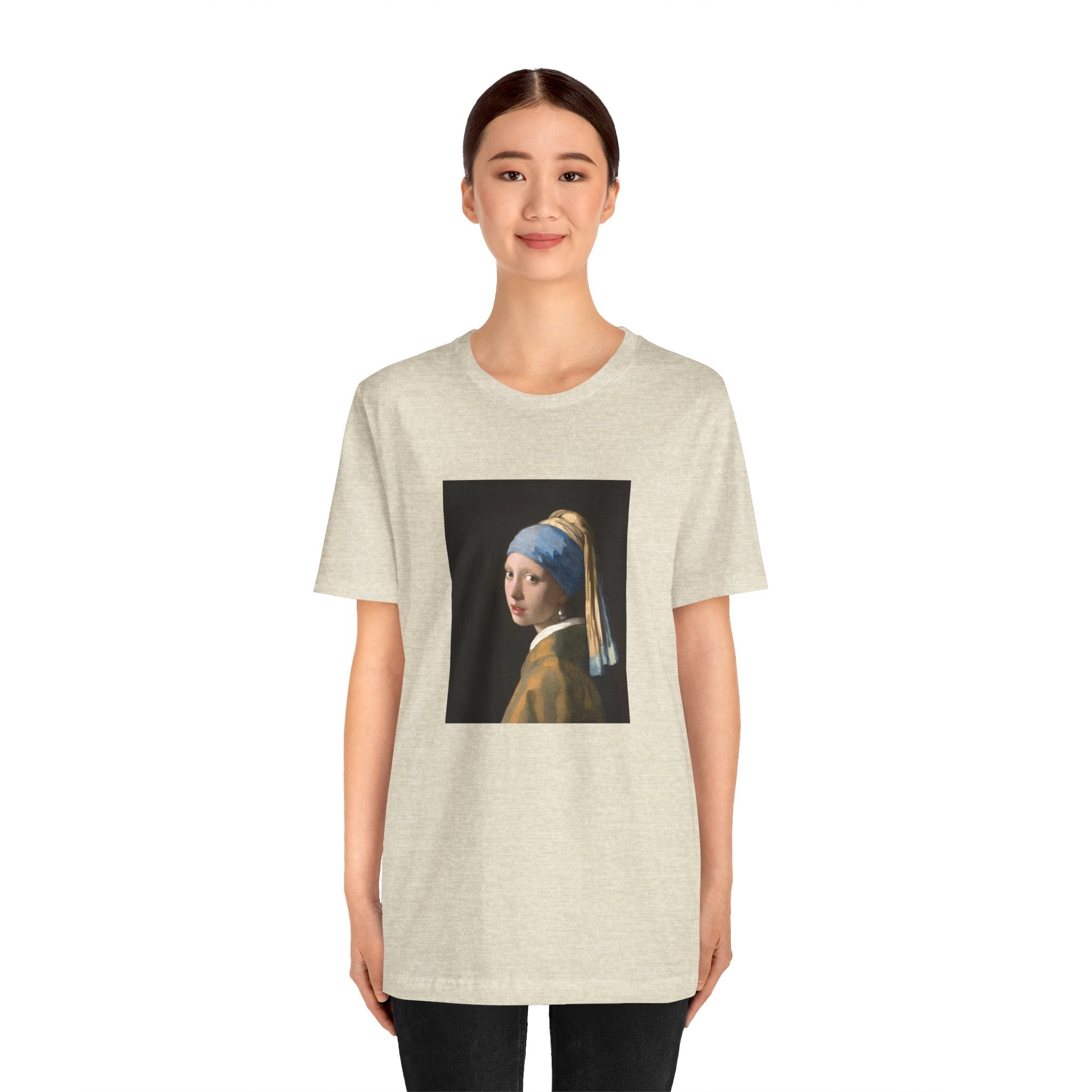 Masters of Art Johannes Vermeer’s Girl with a Pearl Earring Unisex Jersey Short Sleeve T-Shirt - POPvault