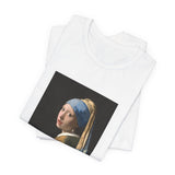 Masters of Art Johannes Vermeer’s Girl with a Pearl Earring Unisex Jersey Short Sleeve T-Shirt - POPvault