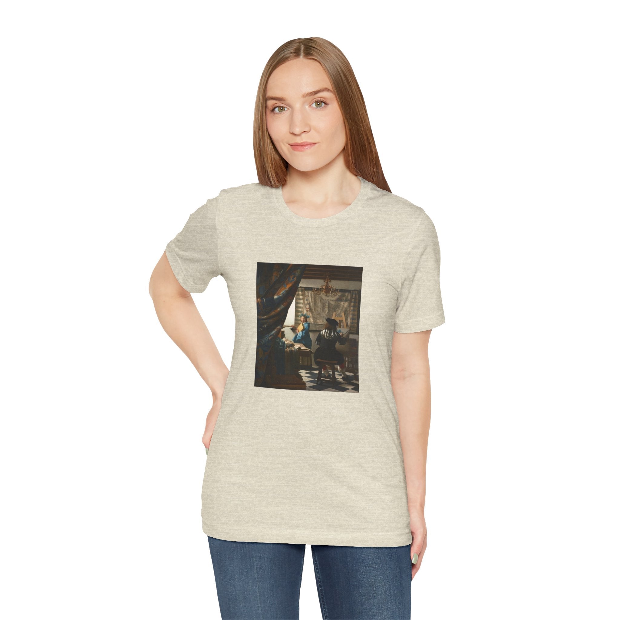 Masters of Art Johannes Vermeer’s The Allegory of Painting Unisex Jersey Short Sleeve T-Shirt - POPvault