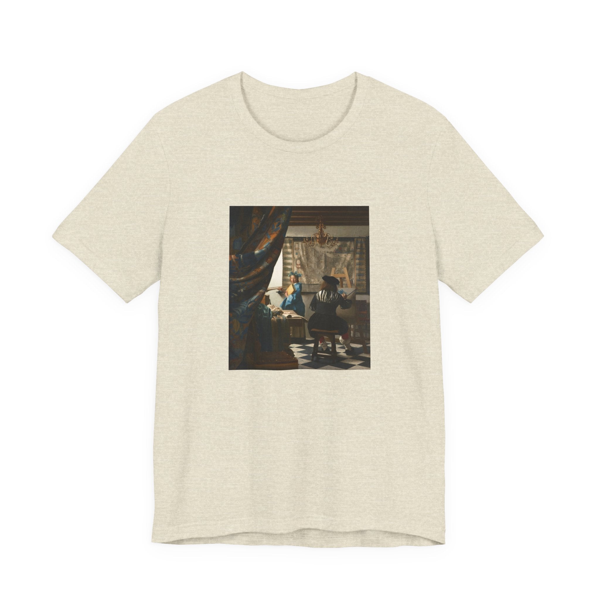 Masters of Art Johannes Vermeer’s The Allegory of Painting Unisex Jersey Short Sleeve T-Shirt - POPvault