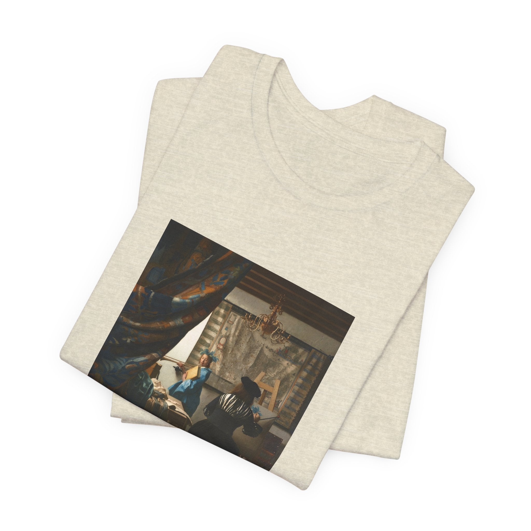Masters of Art Johannes Vermeer’s The Allegory of Painting Unisex Jersey Short Sleeve T-Shirt - POPvault