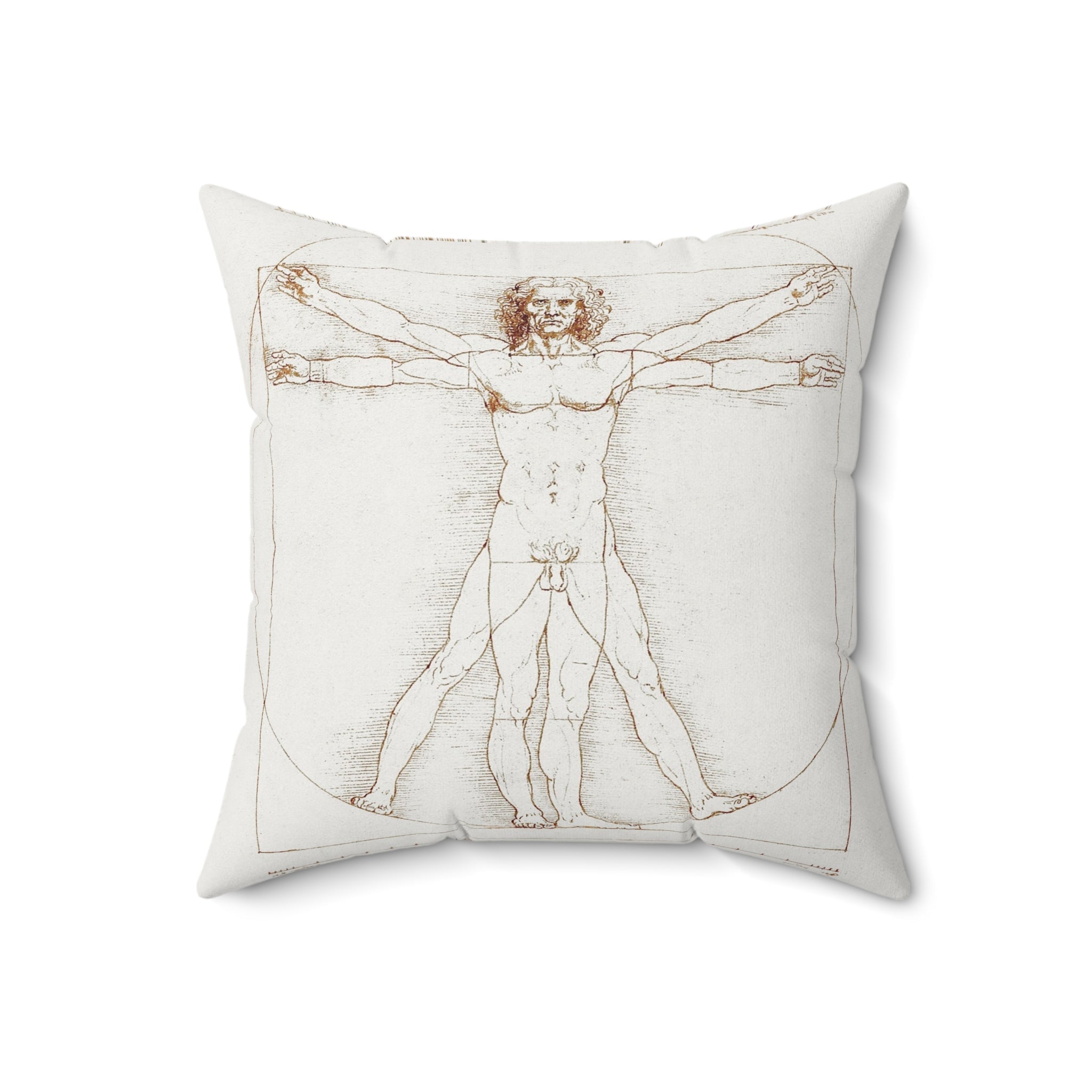 Masters of Art Leonardo da Vinci Vitruvian Man Square Indoor Accent Pillow - POPvault