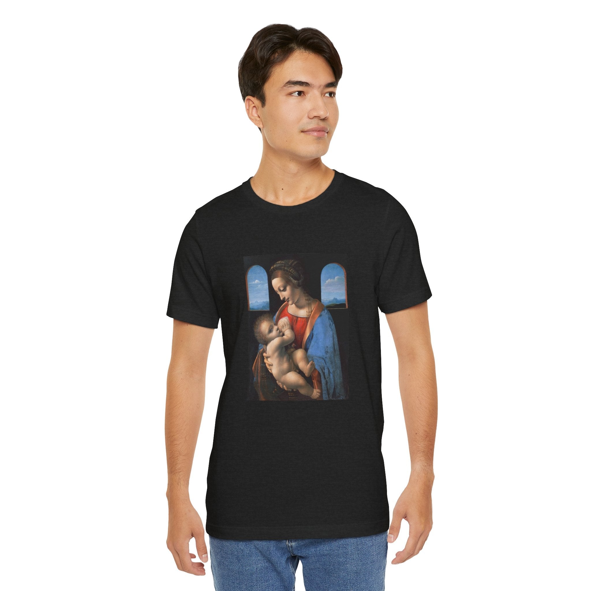 Masters of Art Leonardo da Vinci's Madonna Litta Unisex Jersey Short Sleeve T-Shirt - POPvault