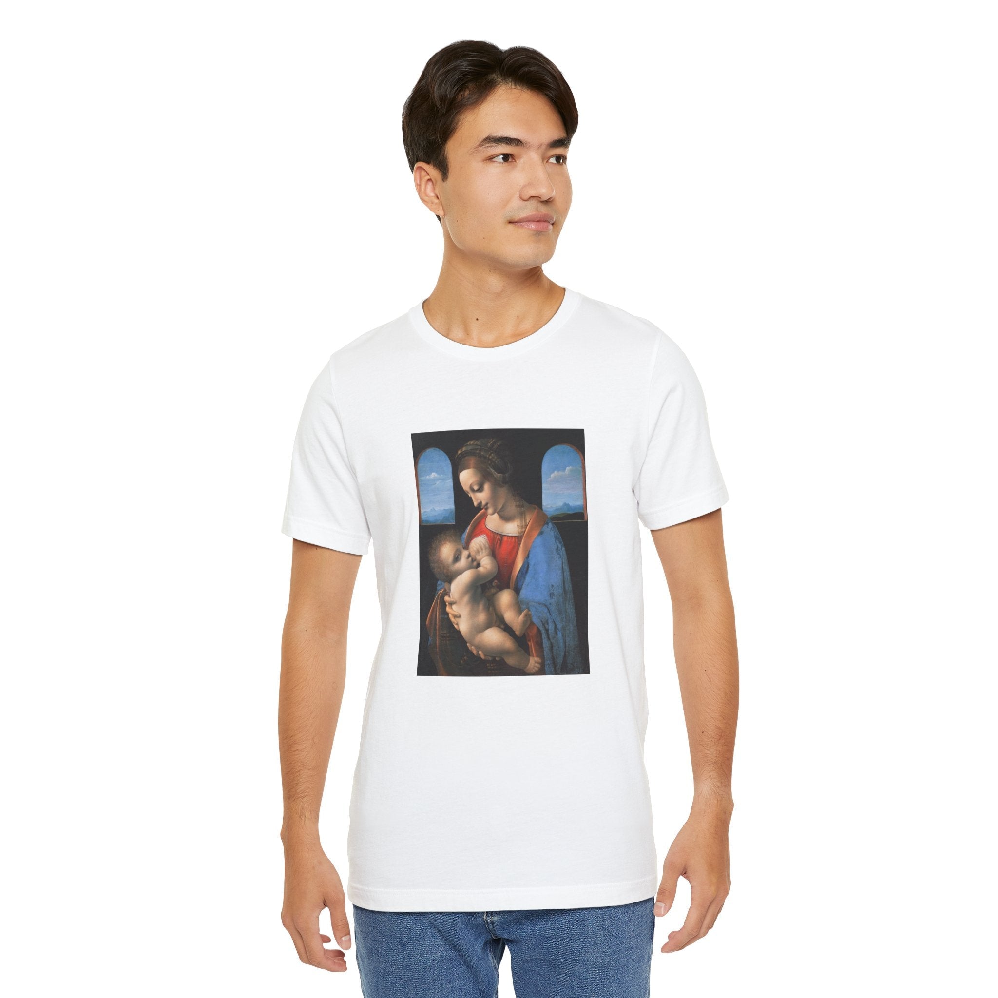 Masters of Art Leonardo da Vinci's Madonna Litta Unisex Jersey Short Sleeve T-Shirt - POPvault