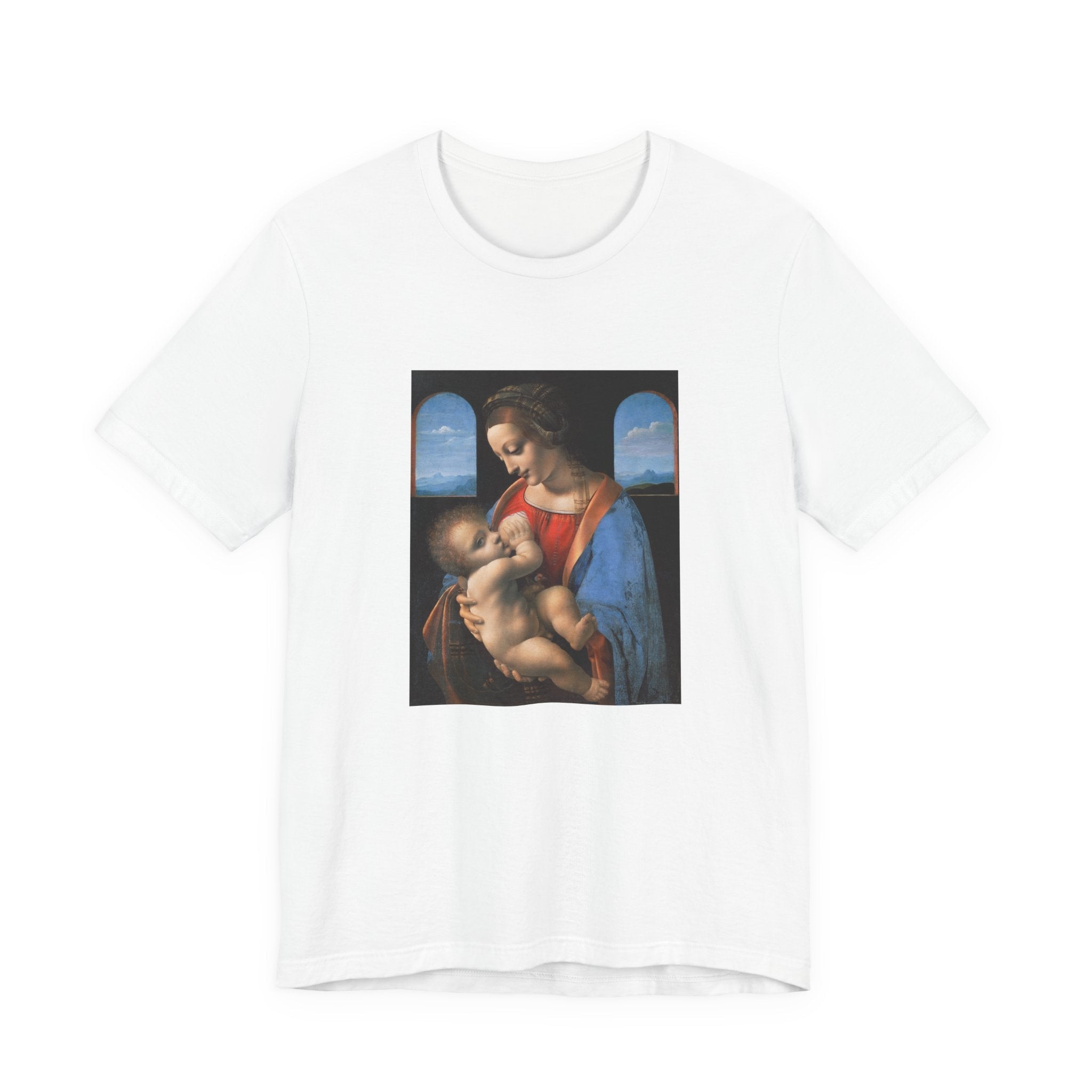 Masters of Art Leonardo da Vinci's Madonna Litta Unisex Jersey Short Sleeve T-Shirt - POPvault