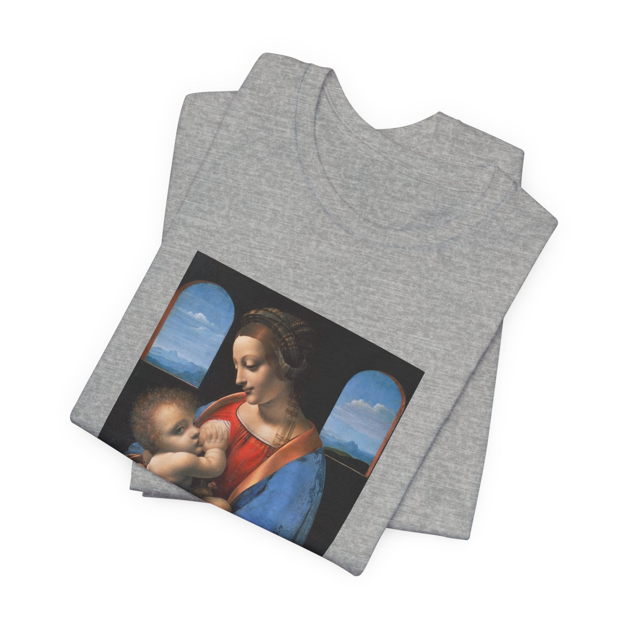 Masters of Art Leonardo da Vinci's Madonna Litta Unisex Jersey Short Sleeve T-Shirt - POPvault