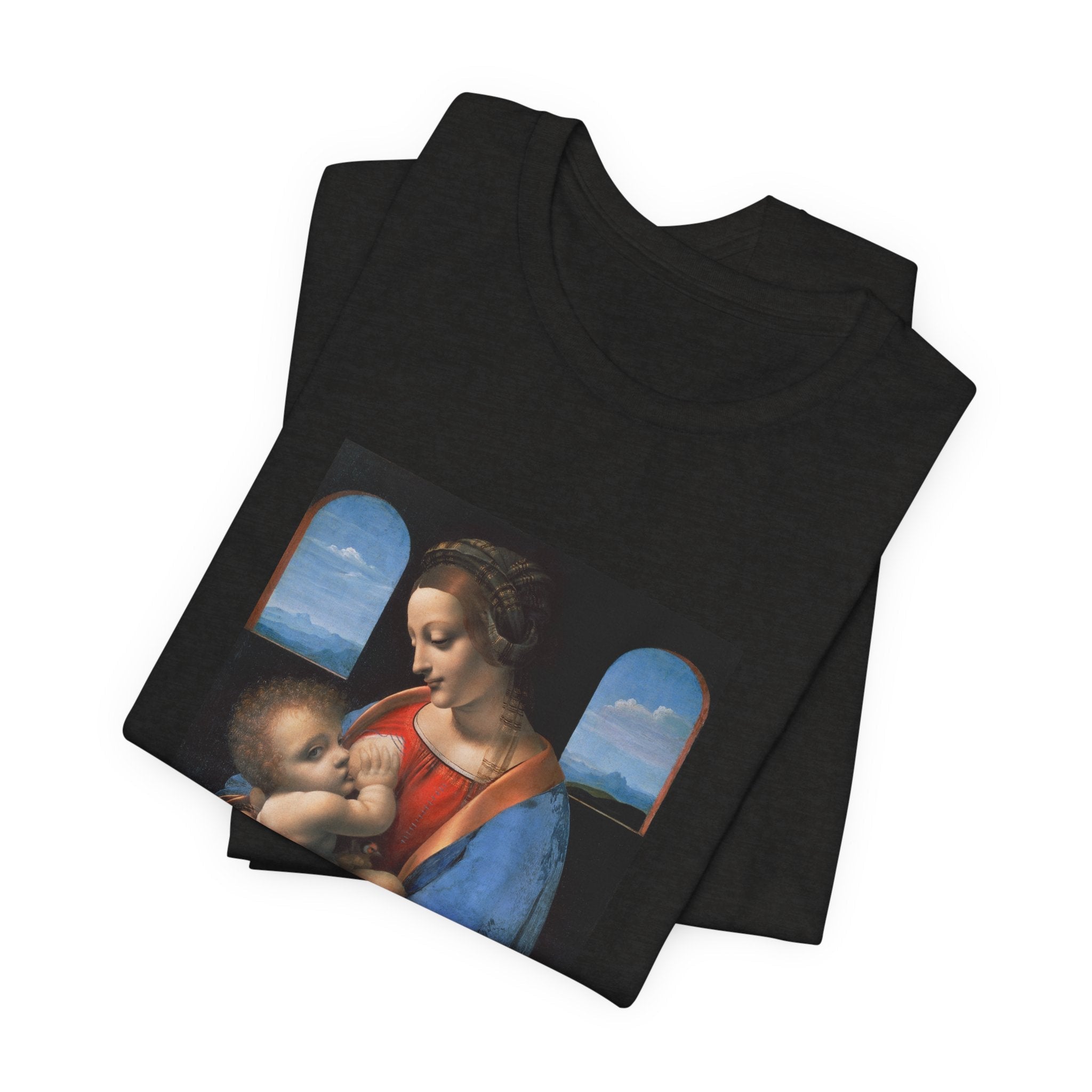 Masters of Art Leonardo da Vinci's Madonna Litta Unisex Jersey Short Sleeve T-Shirt - POPvault