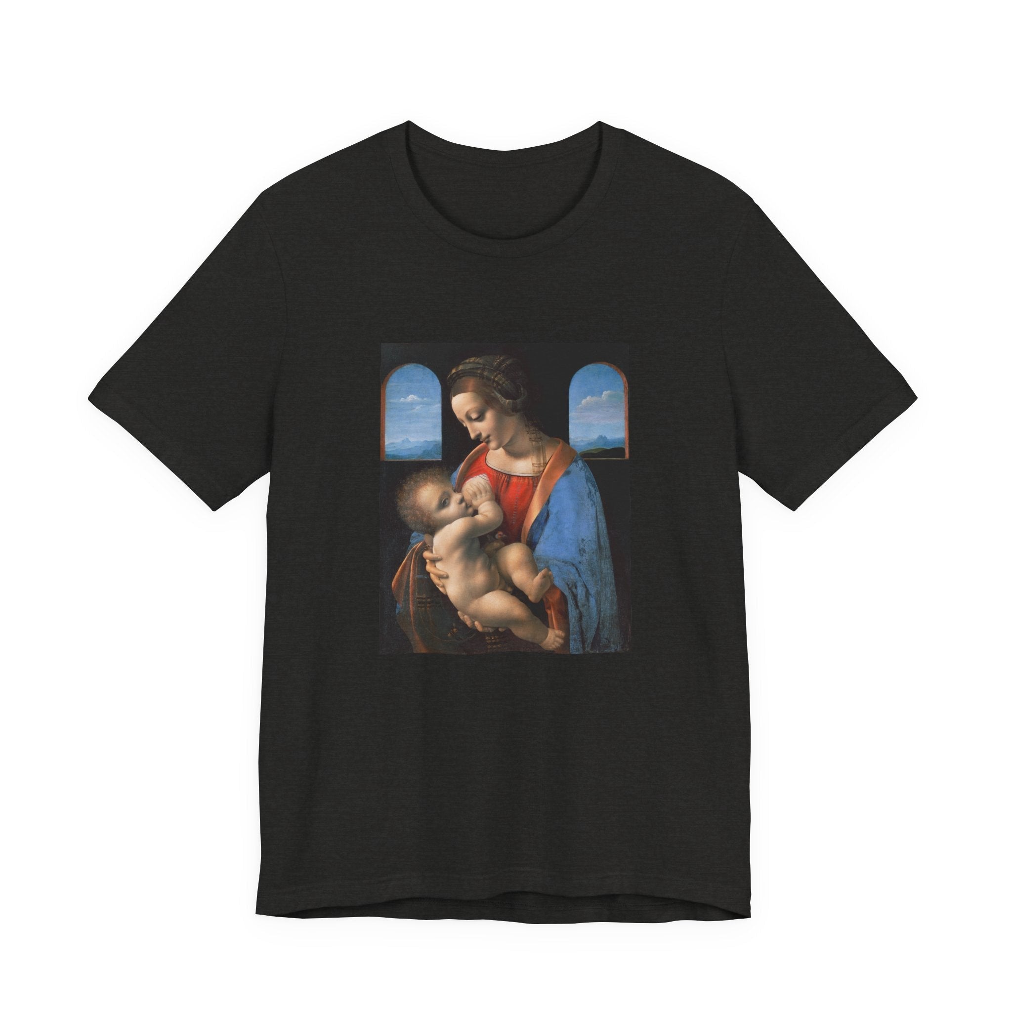 Masters of Art Leonardo da Vinci's Madonna Litta Unisex Jersey Short Sleeve T-Shirt - POPvault